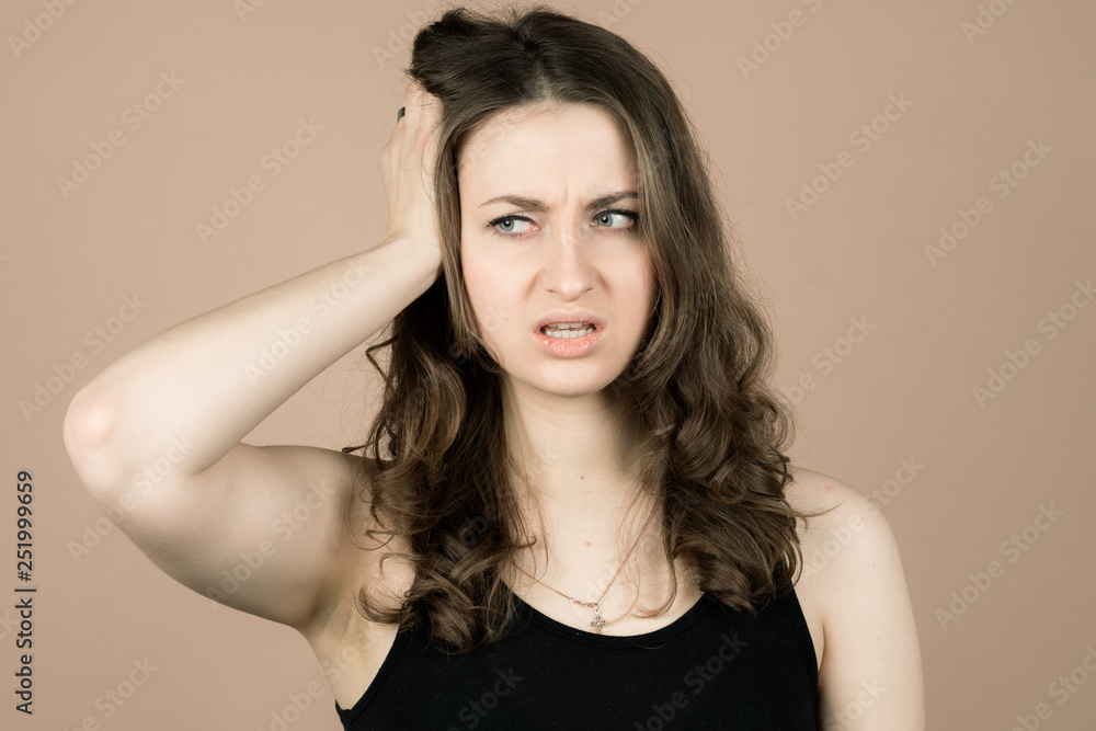 Fototapeta premium Girl with emotions sad anger mad scream