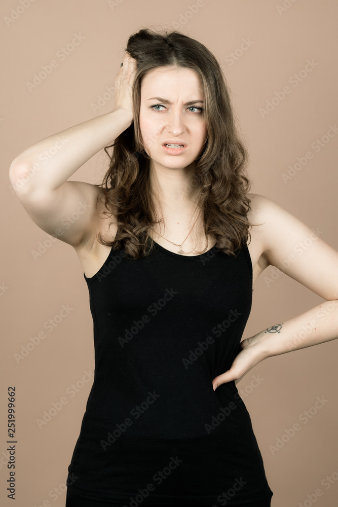 Girl with emotions sad anger mad scream Girl with emotions sad anger mad scream