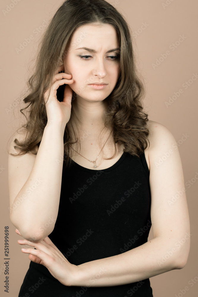 Girl with emotions sad anger mad scream Girl with emotions sad anger mad scream