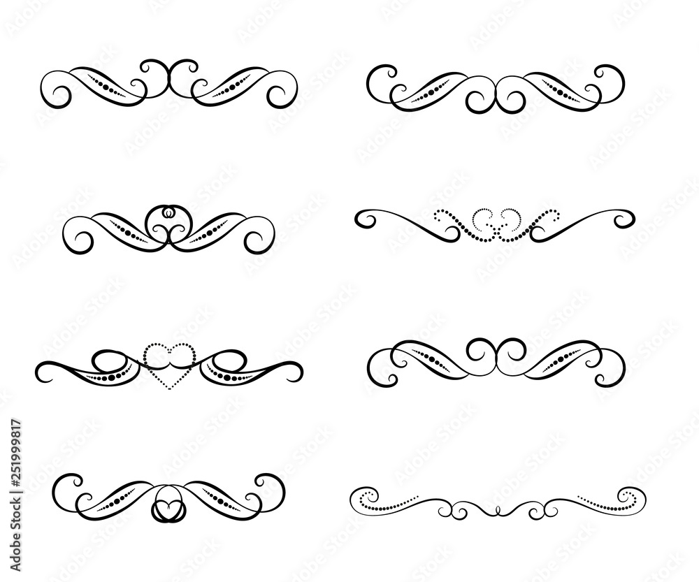 Set of decorative florish dividers, borders Set of decorative florish dividers, borders