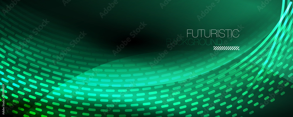 Glowing light particles in dark neon space, magic glow shiny abstract background Glowing light particles in dark neon space, magic glow shiny abstract background