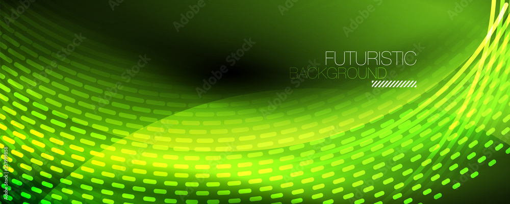 Glowing light particles in dark neon space, magic glow shiny abstract background Glowing light particles in dark neon space, magic glow shiny abstract background