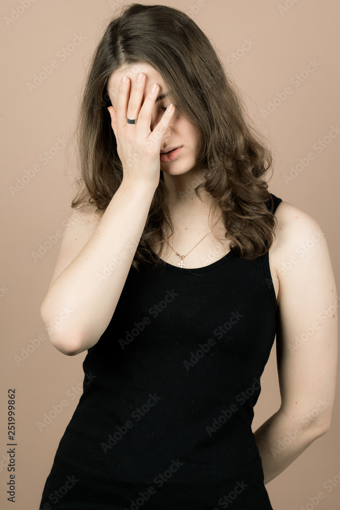 Girl with emotions sad anger mad scream Girl with emotions sad anger mad scream
