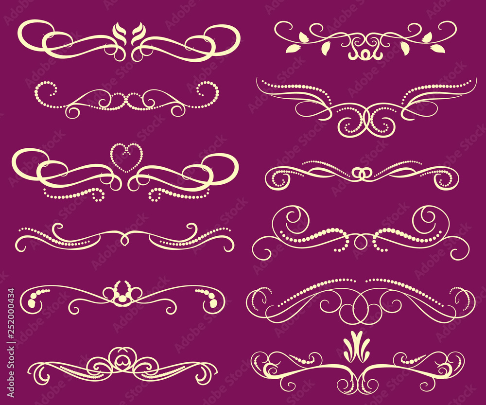 Set of decorative florish dividers, borders Set of decorative florish dividers, borders
