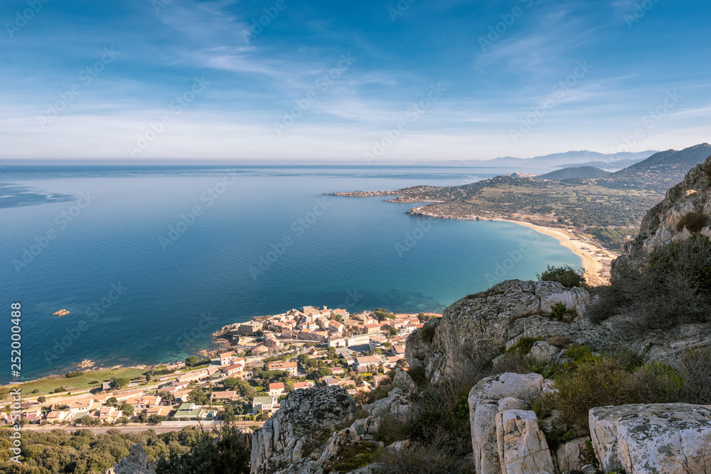 Algajola village and beach in Balagne region of Corsica