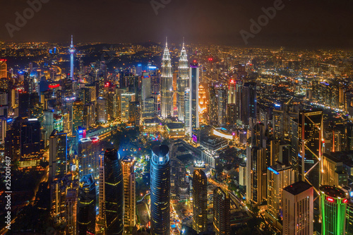 Photography Aerial view of Kuala Lumpur Downtown, Malaysia