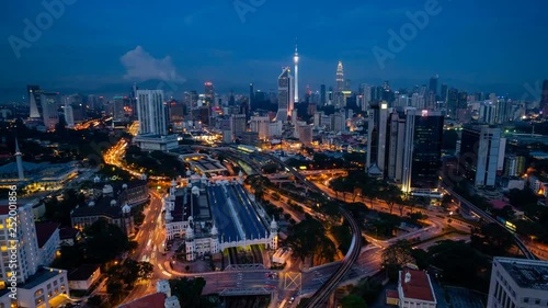 4K Cinematic Panning Right to Left Time Lapse Footage of Kuala Lumpur city skyline taken from TNB 2 Building near KL Sentral. photo