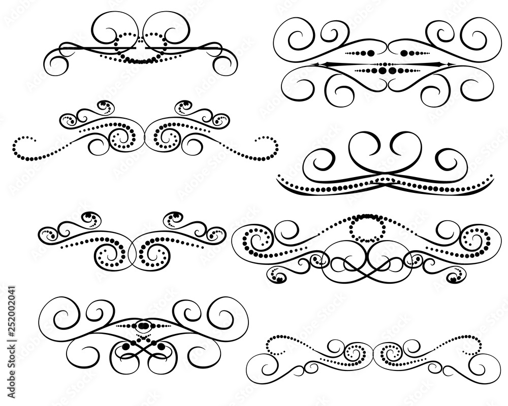 Set of decorative florish dividers, borders Set of decorative florish dividers, borders