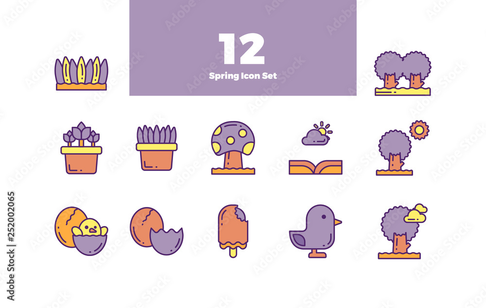 Fototapeta premium Spring Bundle Set Icon with Stroke