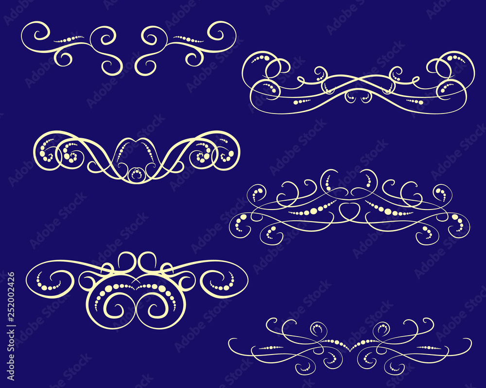 Set of decorative florish dividers, borders Set of decorative florish dividers, borders