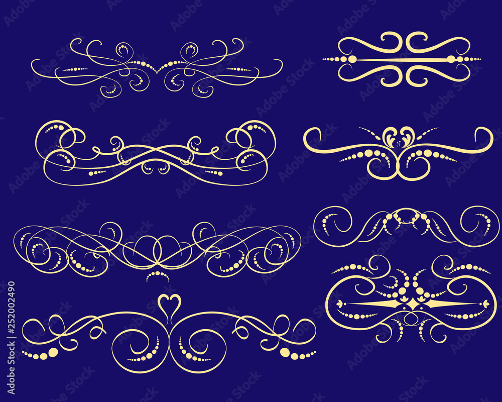 Set of decorative florish dividers, borders Set of decorative florish dividers, borders