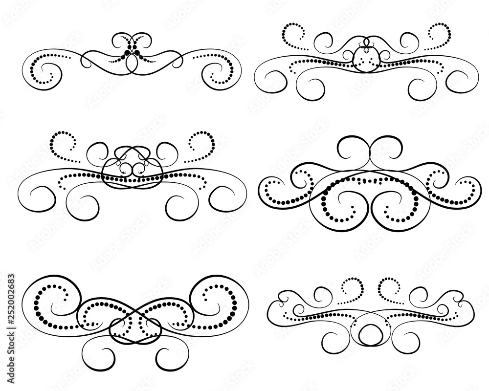Set of decorative florish dividers, borders Set of decorative florish dividers, borders