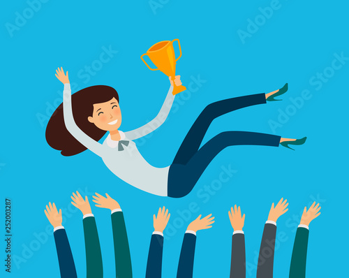 Business success. Awarding ceremony, rewarding concept. Vector illustration