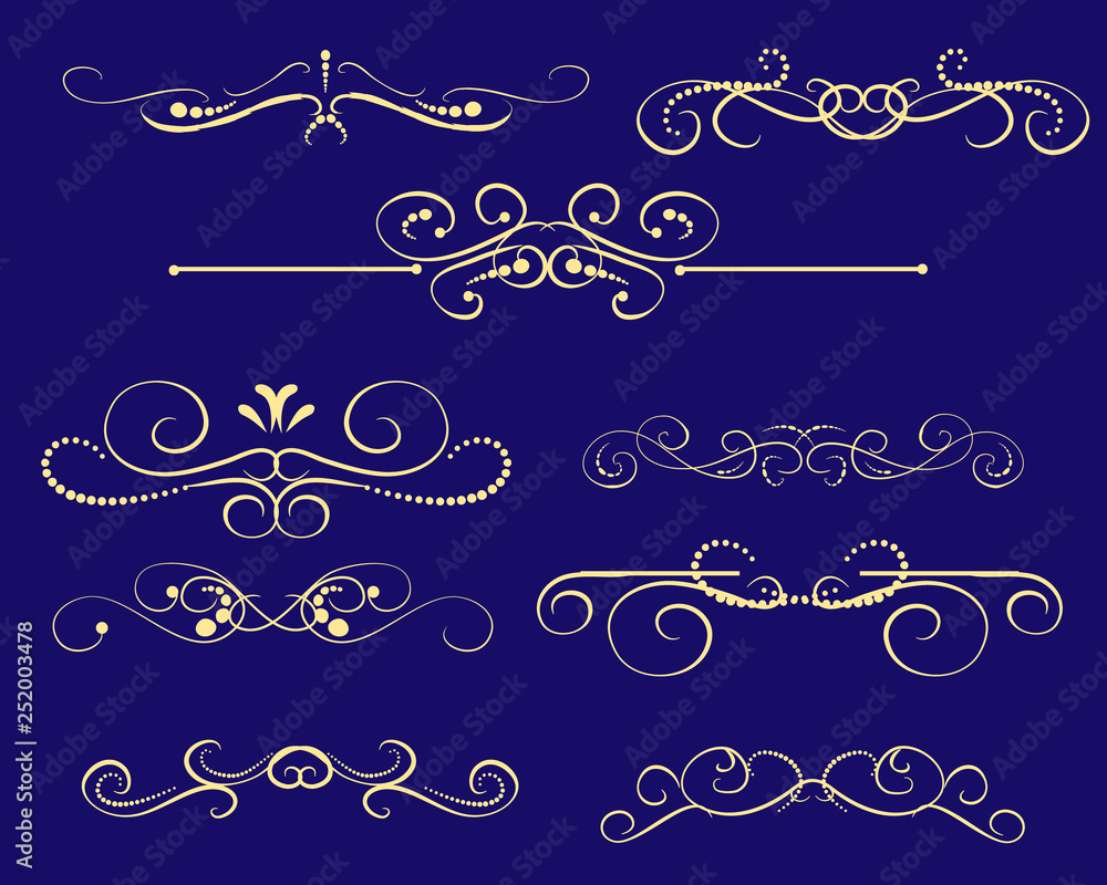 Set of decorative florish dividers, borders Set of decorative florish dividers, borders