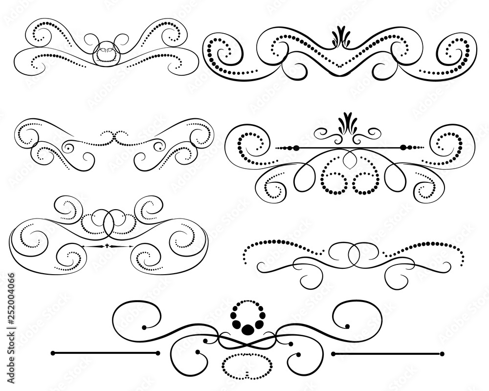 Set of decorative florish dividers, borders Set of decorative florish dividers, borders