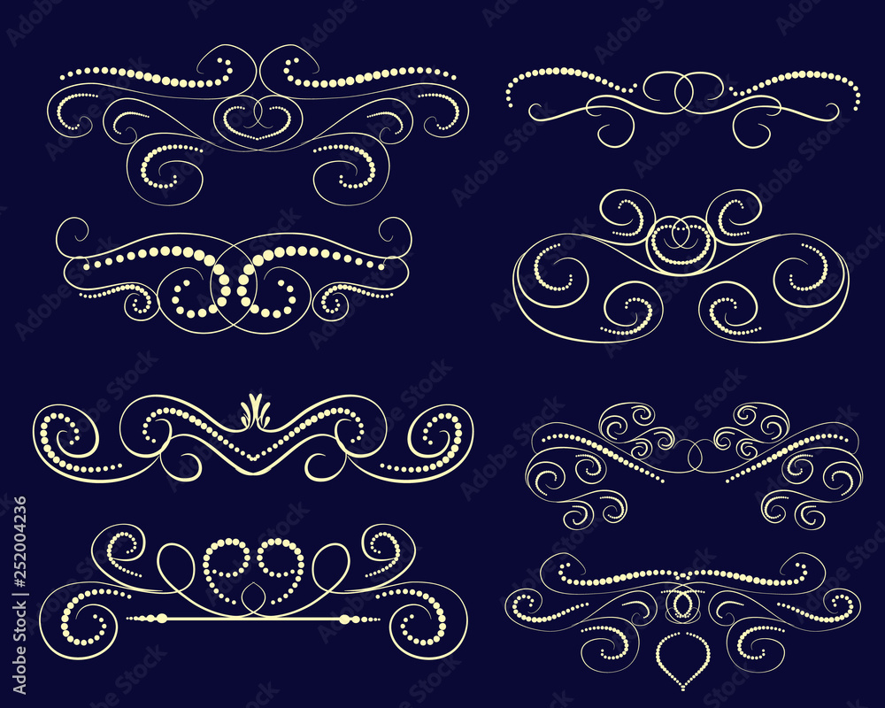 Set of decorative florish dividers, borders Set of decorative florish dividers, borders