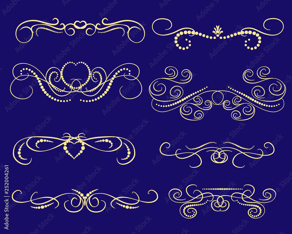Set of decorative florish dividers, borders Set of decorative florish dividers, borders