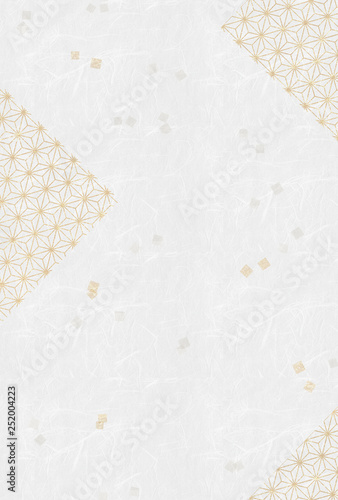 和風背景 和紙 麻の葉模様 金銀箔散し Stock Illustration  Adobe Stock