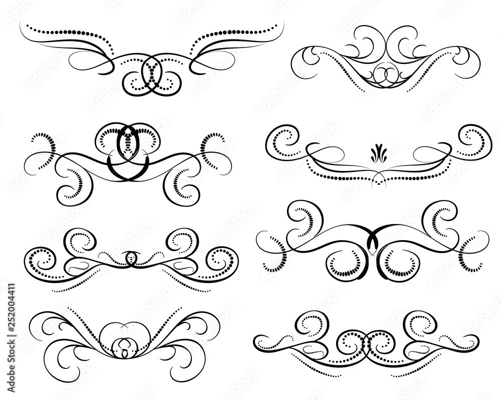 Set of decorative florish dividers, borders Set of decorative florish dividers, borders