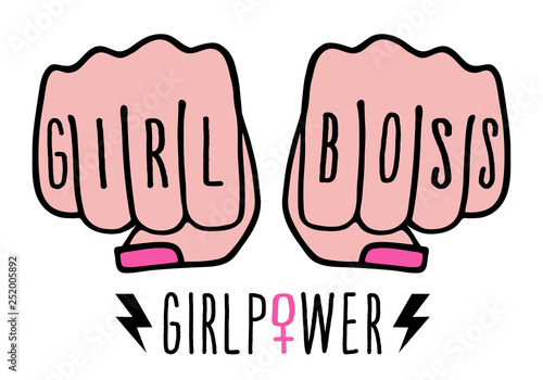 girl boss, female hands, girl power, vector