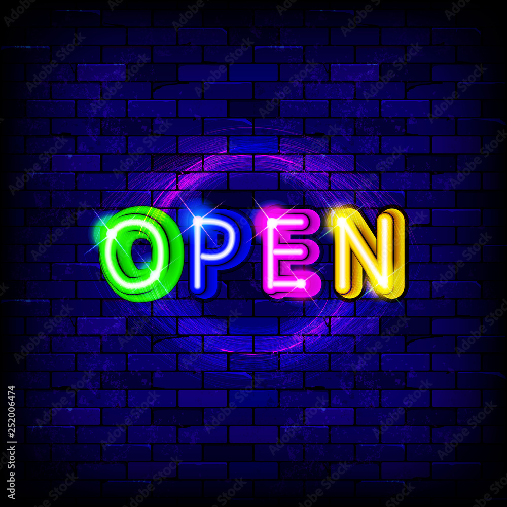 Neon inscription Open Neon inscription Open