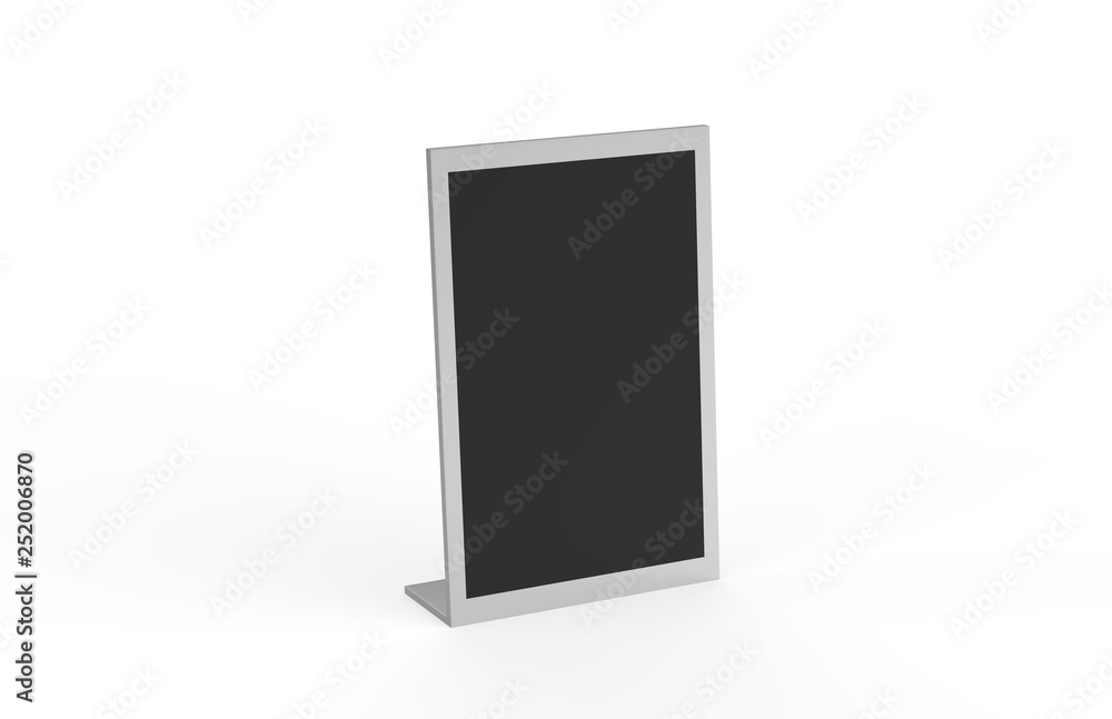 Modern Black Acrylic Tabletop, Wet Erase Liquid Chalk Board, Menu Display Write-On Board, Mock Up Template On Isolated White Background, 3D Illustration Modern Black Acrylic Tabletop, Wet Erase Liquid Chalk Board, Menu Display Write-On Board, Mock Up Template On Isolated White Background, 3D Illustration