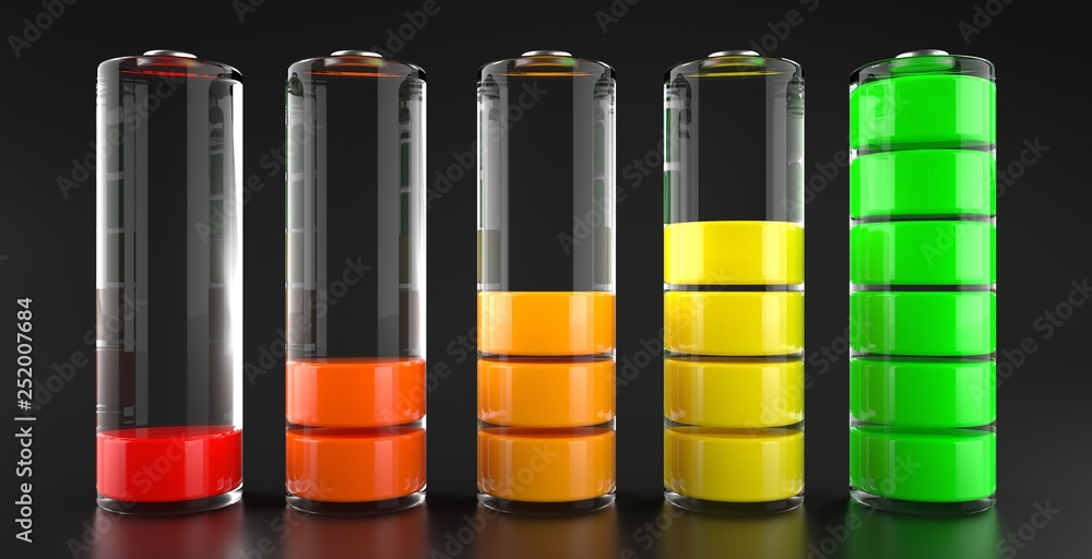 Battery Charging Steps - 3D Illustration Battery Charging Steps - 3D Illustration