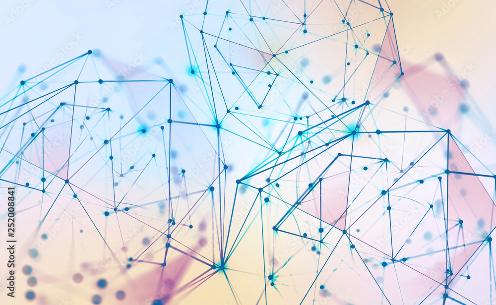 Global neural network. Communication technology of the future. Big Data concept. 3D illustration of a polygonal mesh in abstract cyberspace Global neural network. Communication technology of the future. Big Data concept. 3D illustration of a polygonal mesh in abstract cyberspace