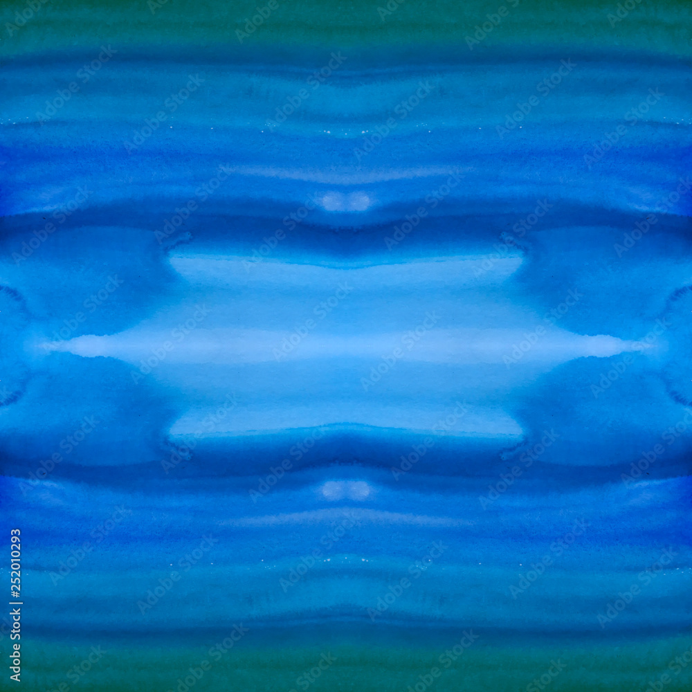 Obraz premium Seamless pattern blue watercolor pattern. Gradient paint background. Hand drawn illustration.