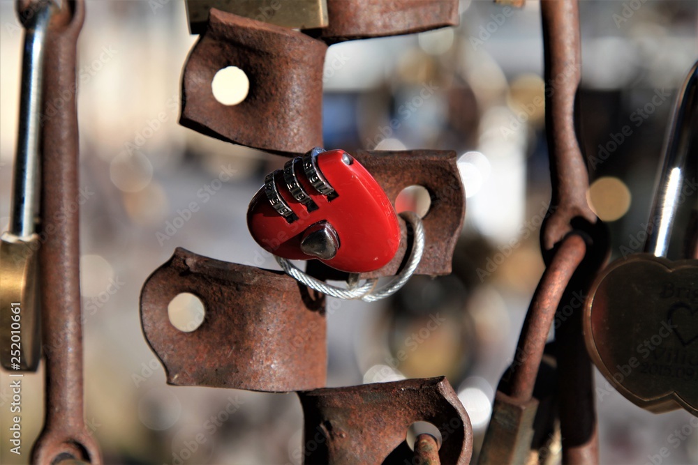 Red digital heart shaped lock.