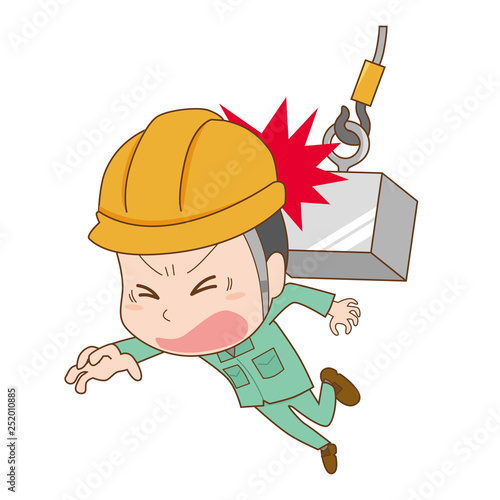 労災　労働災害　作業者　作業員　男性　衝突