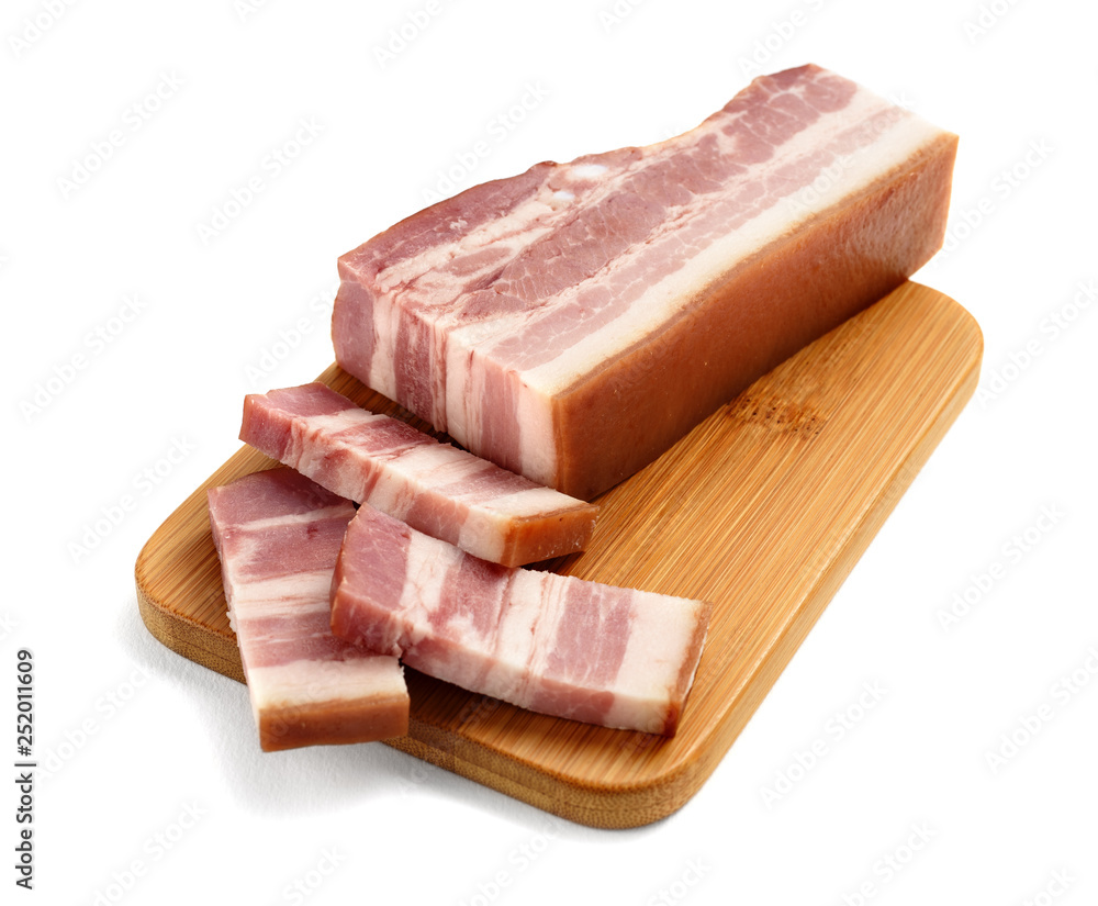 piece of smoked bacon isolated piece of smoked bacon isolated