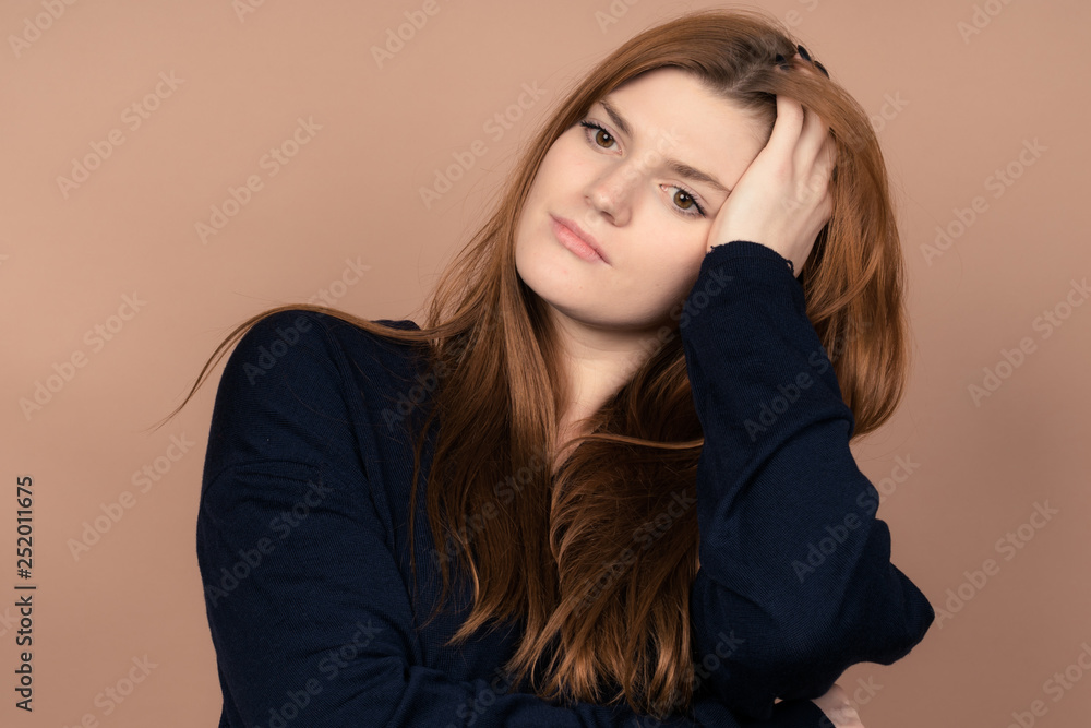 Girl with emotions sad anger mad scream