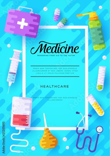 Medicine information cards set. Medical template of flyer, magazines, posters, book cover, banners. Clinical infographic concept background. Layout illustrations modern pages