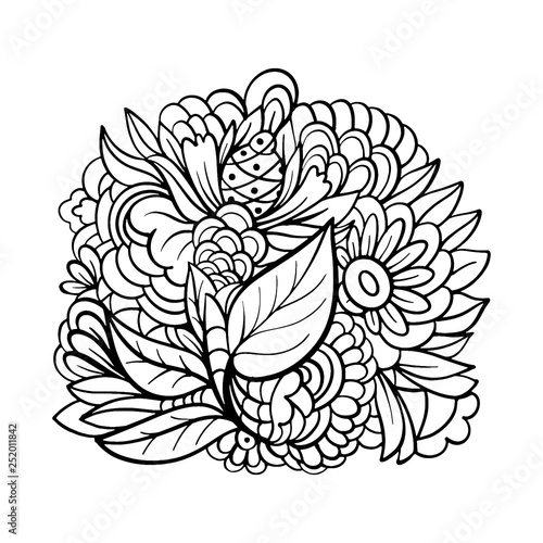Black and white illustration of flowers