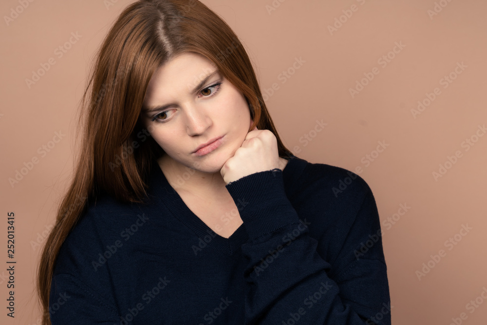Girl with emotions sad anger mad scream Girl with emotions sad anger mad scream