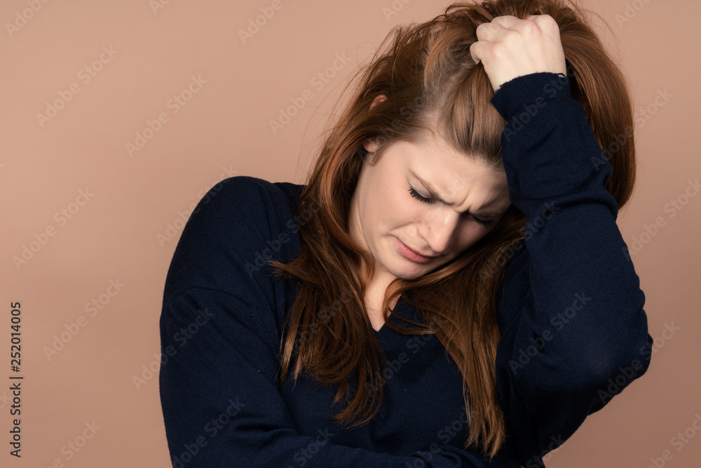 Girl with emotions sad anger mad scream