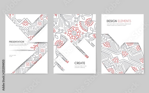 Abstract vector brochure cards set. Print art template of flyear, magazines, posters, book cover, banners. Colorful design invitation concept  background. Layout ornament illustrations modern page