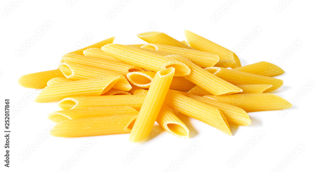 Delicious pasta or penne noodles, isolated on white background. Top view scene, healthy eating or healthy lifestyle. Penne pasta or macaroni, italian cuisine. Delicious pasta or penne noodles, isolated on white background. Top view scene, healthy eating or healthy lifestyle. Penne pasta or macaroni, italian cuisine.
