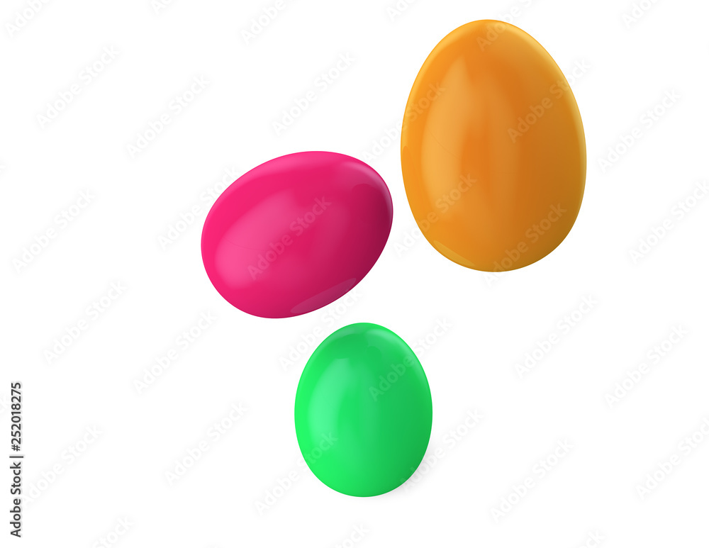 Colorful Easter eggs. 3d render illustration