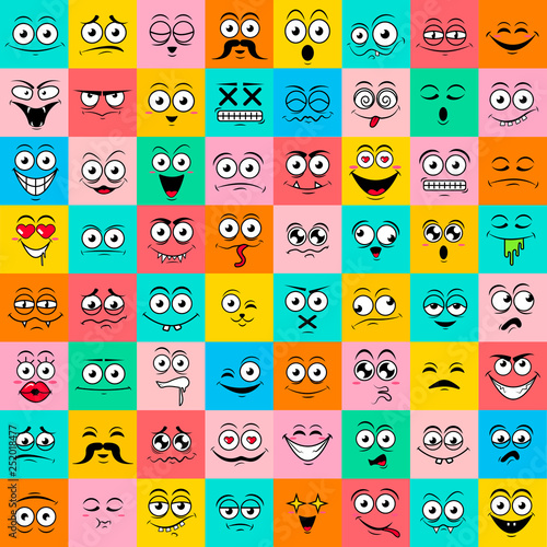 Colorfull big set of cute happy smiley emotions,vector illustration