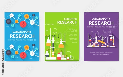 Science information cards set. laboratory template of flyear, magazines, posters, book cover, banners. Chemistry infographic concept background. Layout illustrations template pages with typography