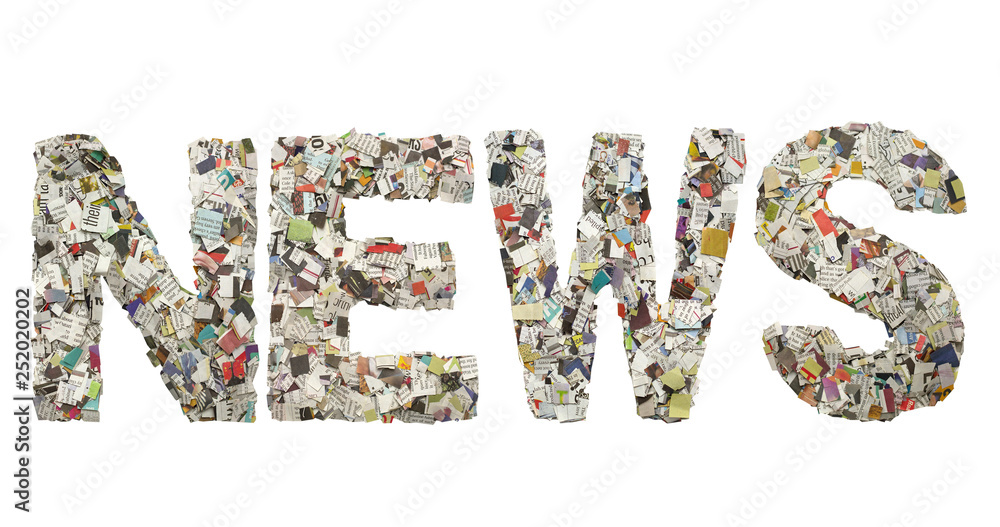 NEWS made up of cut up newspaper NEWS made up of cut up newspaper