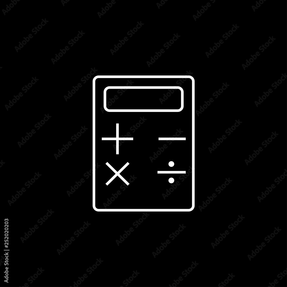 Fotografie Calculator white on black background sign