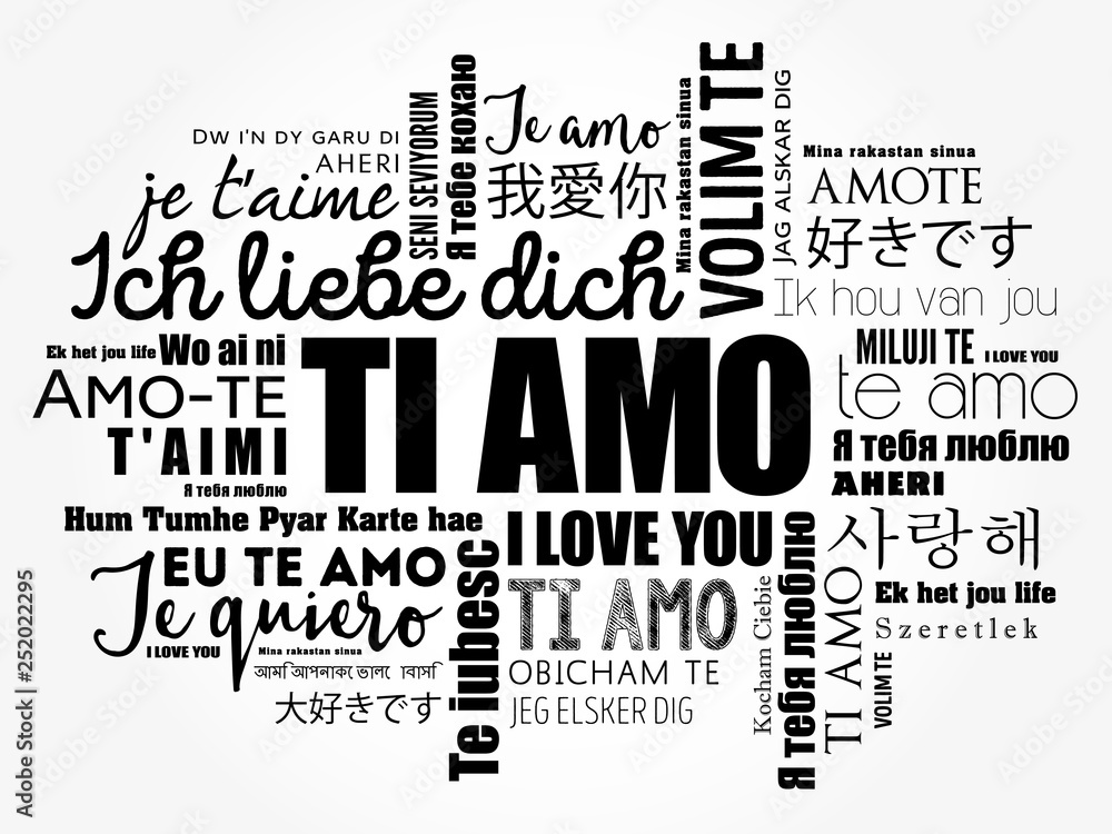 Ti amo (I Love You in Italian) in different languages of the world