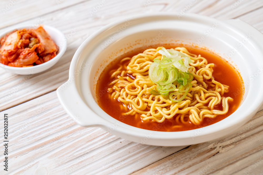 korean spicy instant noodles with kimchi korean spicy instant noodles with kimchi