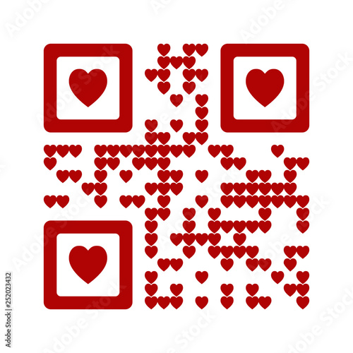 I love you words qr code abstract vector illustration. Red Heart symbol