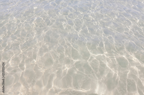 Clear water surface with white sand.