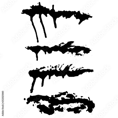 Spray drips banners set. Grunge hand drawn vector illustration.