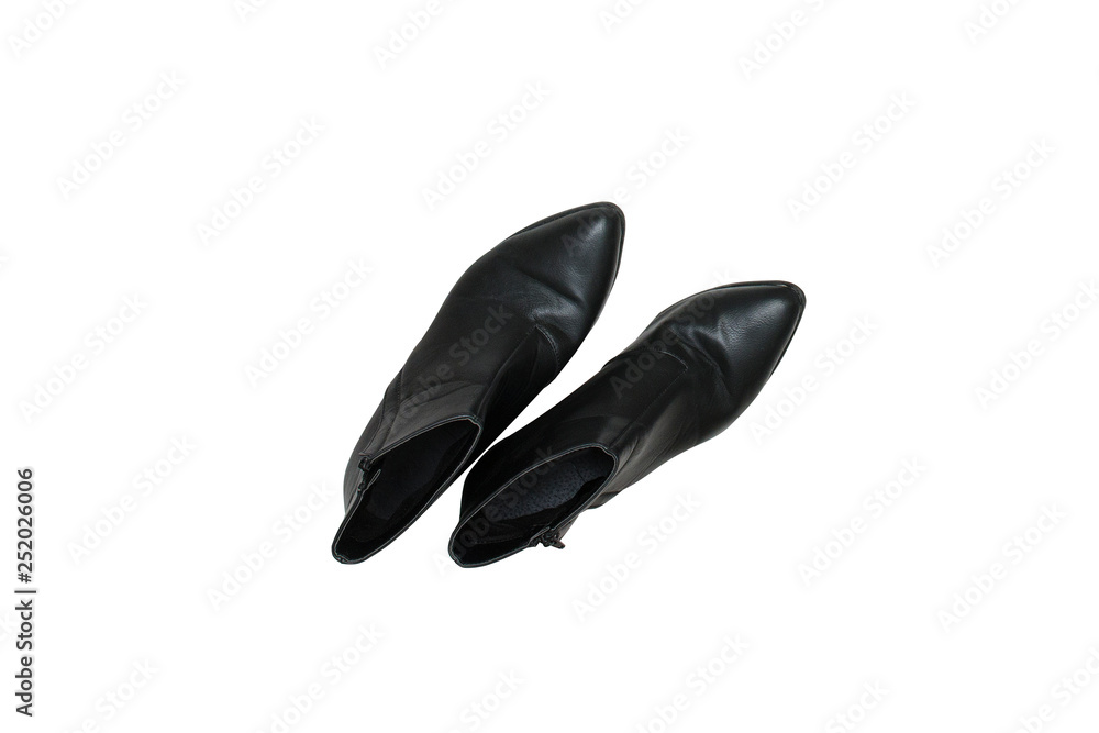 Black woman shoes isolate on white background.. Fashionable concept Black woman shoes isolate on white background.. Fashionable concept